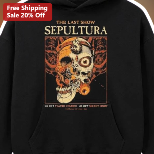 Sepultura The Last Show Vintage Concert Poster Graphic Hoodie Heavy Metal Band Merch