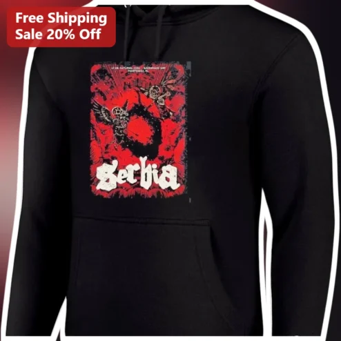 Serbia Hoodie Gothic Metal Skeleton Graphic Pullover Sweatshirt for Men Women