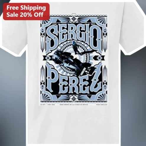 Sergio Perez Gran Premio De La Ciudad De Mexico Vintage Art Deco F1 Racing Tee