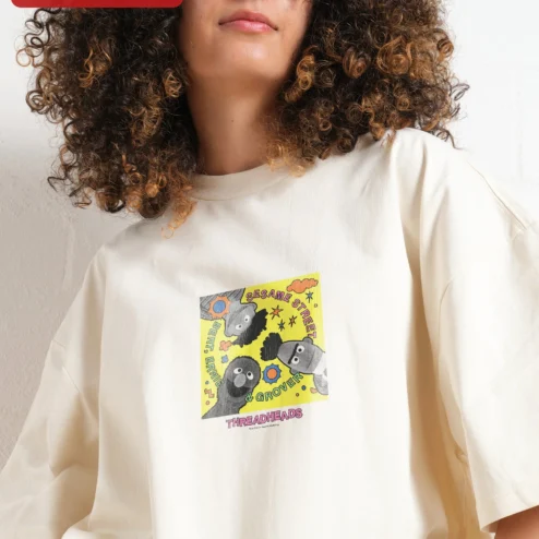 Sesame Street Bert Ernie Grover Graphic Tee Retro Pop Art Cartoon Shirt for Fans on a hanger, ready to ship from Chicago, Illinois