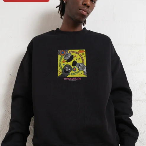 Sesame Street Bert Ernie Grover Sweatshirt Retro Pop Culture Crewneck Gift for Fans on a hanger, ready to ship from Chicago, Illinois