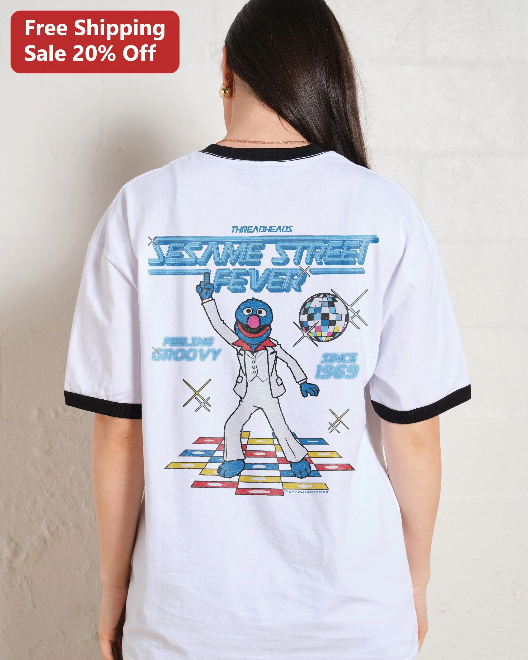 Sesame Street Fever Feeling Groovy Since 1969 Grover Disco Tee