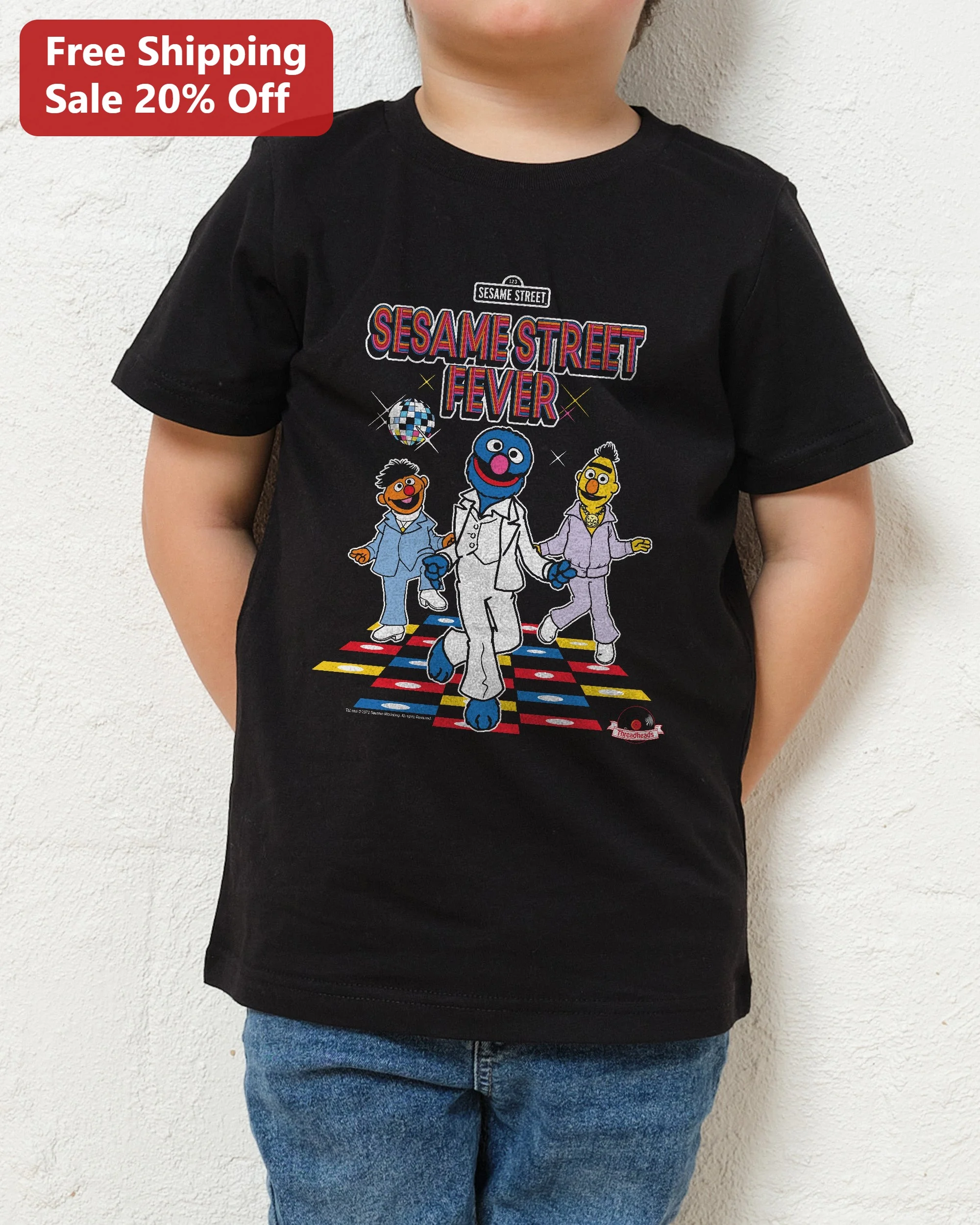 Sesame Street Fever Tee Grover Ernie Bert Disco Kids Graphic T-Shirt