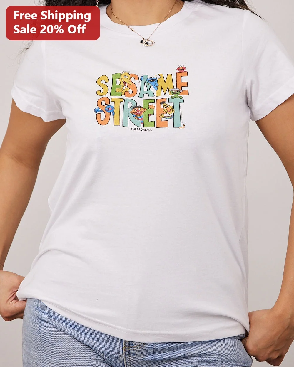 Sesame Street Tee Big Bird Elmo Cookie Monster Graphic Shirt for Adults