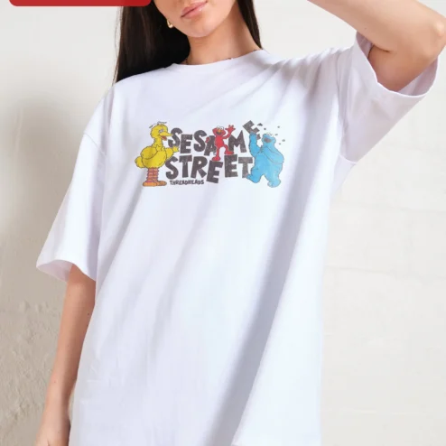 Sesame Street Vintage Big Bird Elmo Cookie Monster Graphic Tee