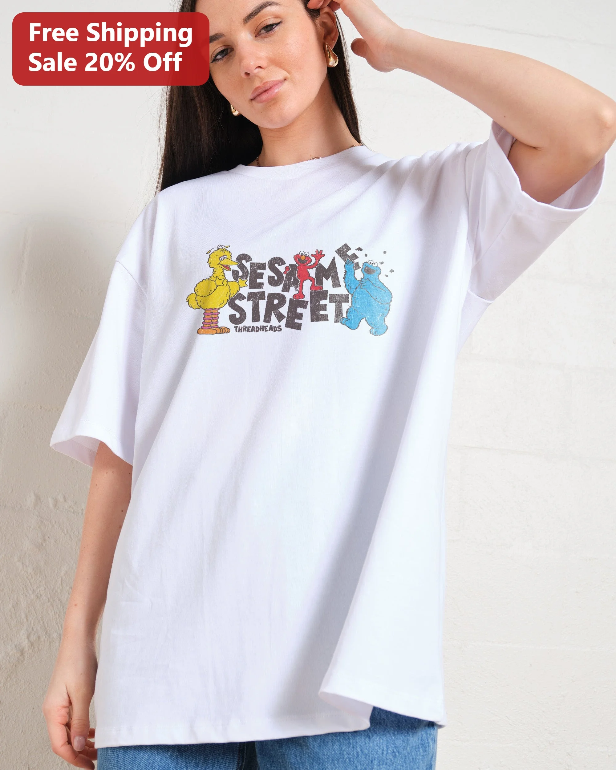 Sesame Street Vintage Big Bird Elmo Cookie Monster Graphic Tee