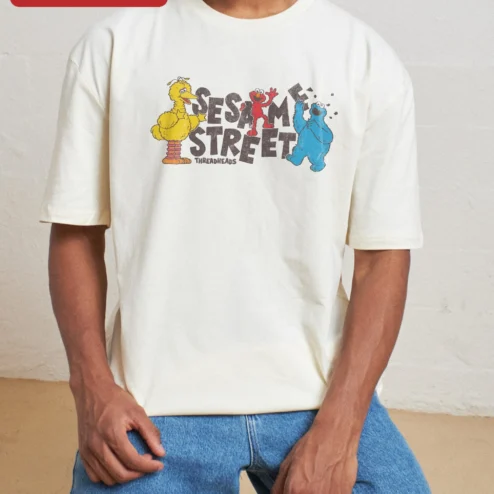 Sesame Street Vintage Big Bird Elmo Cookie Monster Graphic Tee for Adults Kids
