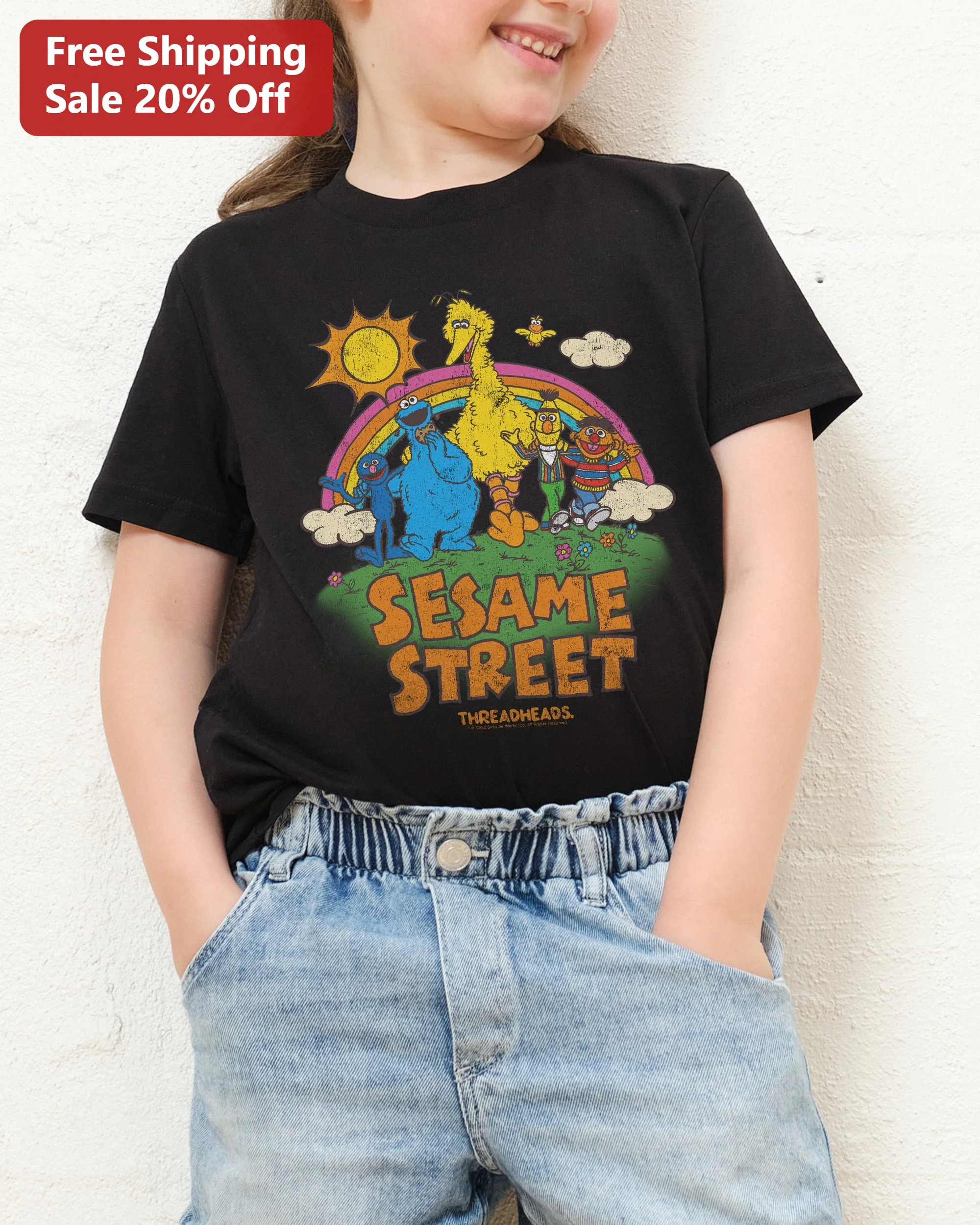 Sesame Street Vintage Characters Graphic Tee for Kids and Adults