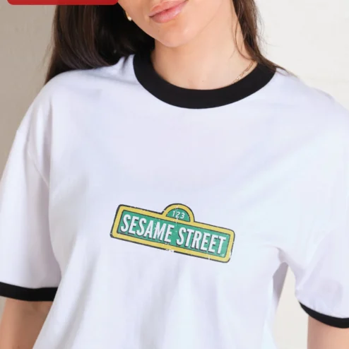 Sesame Street Vintage Logo Graphic Tee for Adults, Retro Pop Culture Cotton Shirt