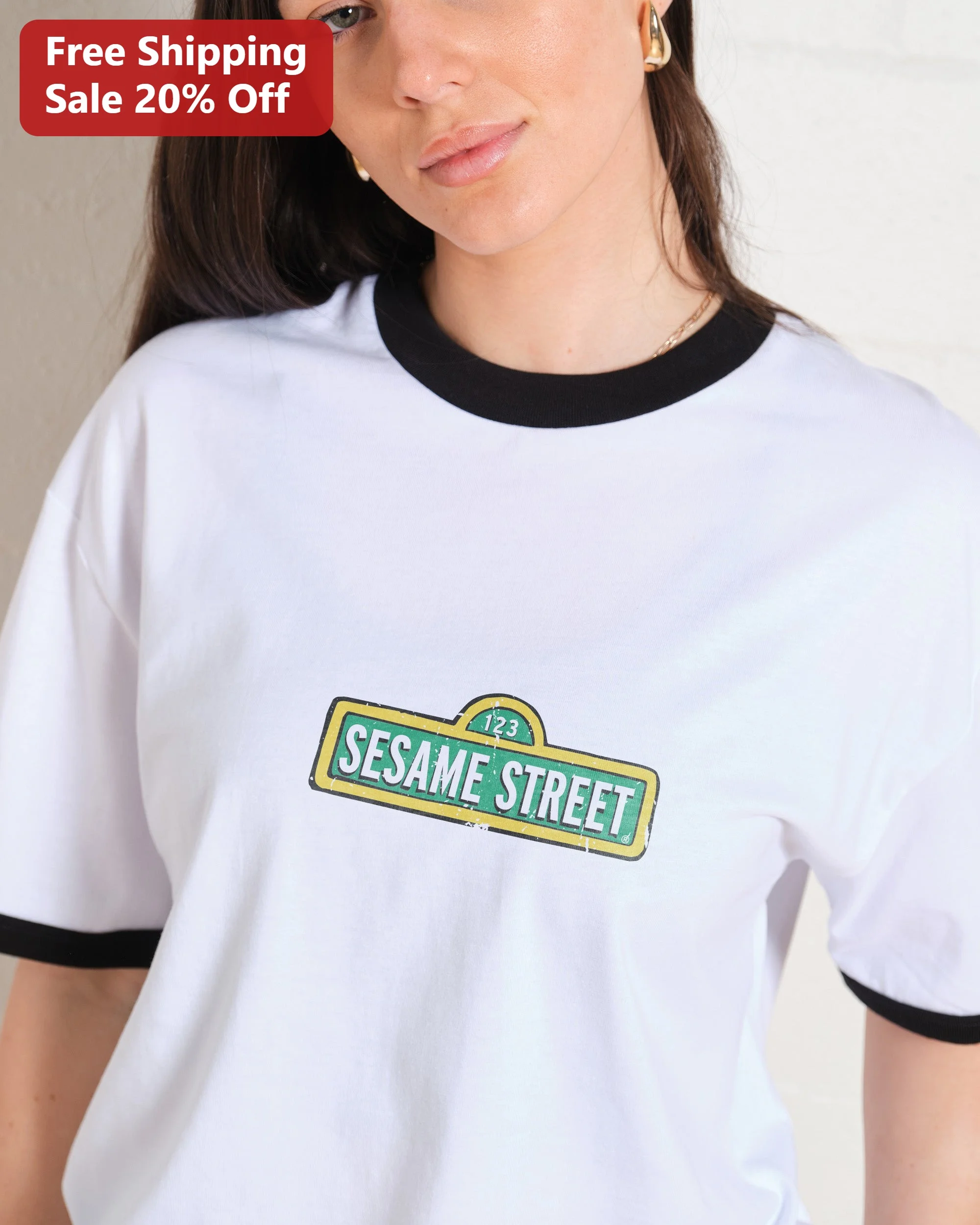 Sesame Street Vintage Logo Graphic Tee for Adults, Retro Pop Culture Cotton Shirt
