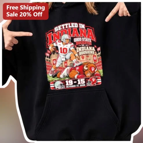 Settled In Indiana Hoodie Black Football Fan Apparel Gift