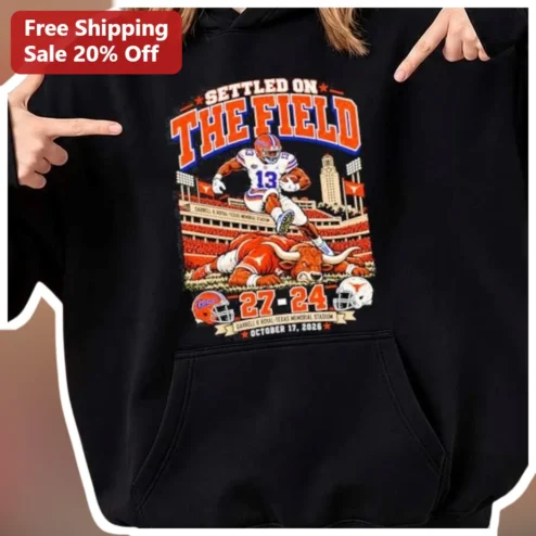 SETTLED ON THE FIELD Vintage College Football Rivalry Pullover Hoodie