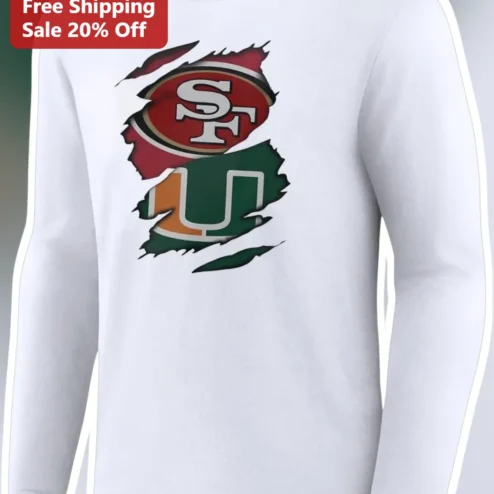 SF 49ers vs Miami Hurricanes Rivalry Long Sleeve Tee NFL NCAA Football Fan Gear