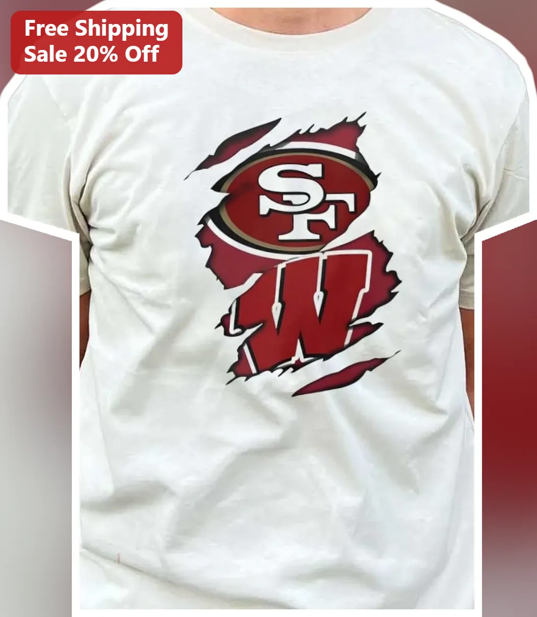 SF 49ers Wisconsin Badgers Crossover Graphic Tee for Sports Fans