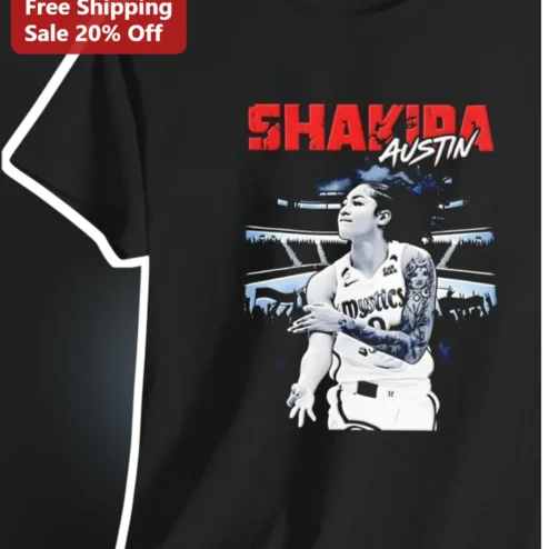 Shakira Austin Tee Washington Mystics WNBA Fan Gift Black Cotton T-Shirt