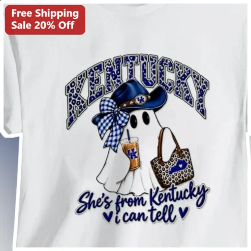 She's From Kentucky I Can Tell Tee UK Wildcats Country Girl Ghost Graphic Shirt