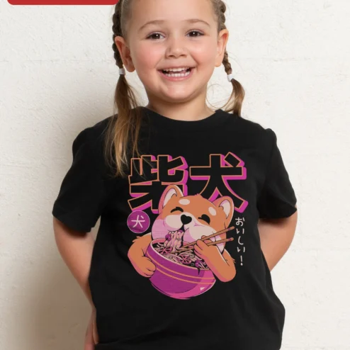 Shiba Inu Eating Ramen Noodles Kawaii Graphic Tee Cute Dog Lover Gift