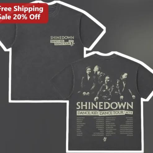 Shinedown Dance Kid Dance Tour Graphic Tee Vintage Rock Band Merch