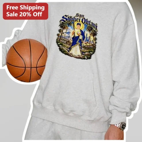 Shohei Ohtani San Saint Sweatshirt Los Angeles Dodgers Fan Gear Funny Baseball Gift