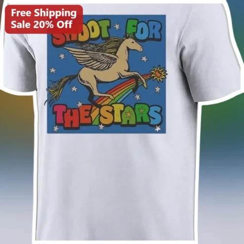 Shoot for the Stars Unicorn Rainbow Graphic Tee Kids Motivational Fantasy Shirt