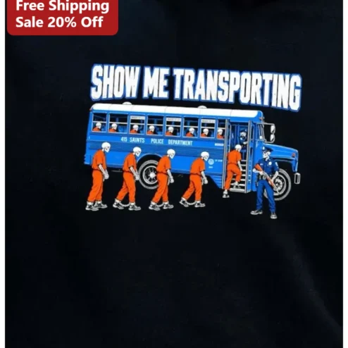 Show Me Transporting Skeleton Police Bus Graphic Tee