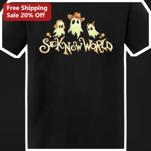 Sick New World Graphic Tee Alternative Band Merch Cute Ghost Shirt