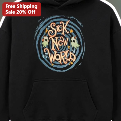 Sick New World Hoodie Twenty One Pilots TØP Merch Ghost Spiral Design Black Pullover