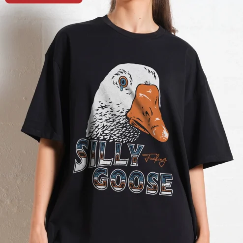 Silly F*cking Goose Tee Funny Crying Goose Graphic T-Shirt Retro Vintage Humor Gift for Women Men