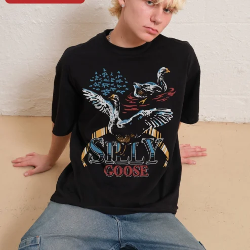 Silly Goose Retro Vintage Graphic Tee Funny Bird Humor Shirt for Gen Z Millennials