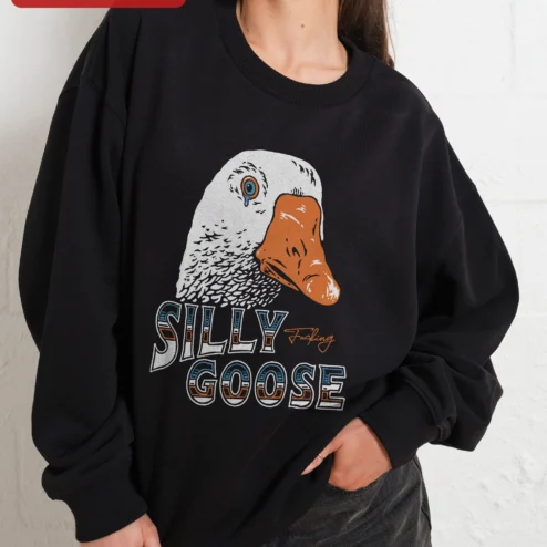 Silly Goose Sweatshirt Funny Crying Goose Graphic Crewneck Gift for Women Men