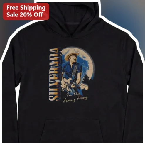 SILVERADA I'm the Living Proof Hoodie Scotty Emerick Country Rock Merch available at our Chicago, Illinois warehouse