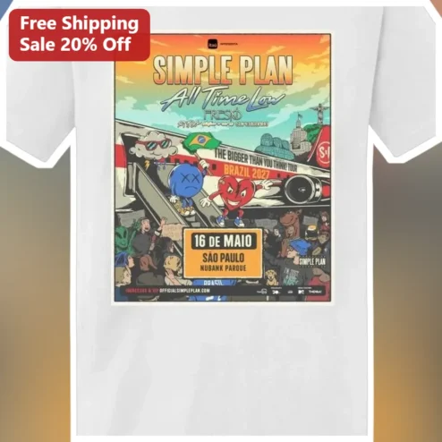 Simple Plan All Time Low The Bigger Than You Think Tour Tee Pop Punk Concert Merch