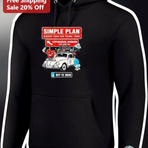 Simple Plan Bigger Than You Think Tour Hoodie Pop Punk Band Merch Vintage Style