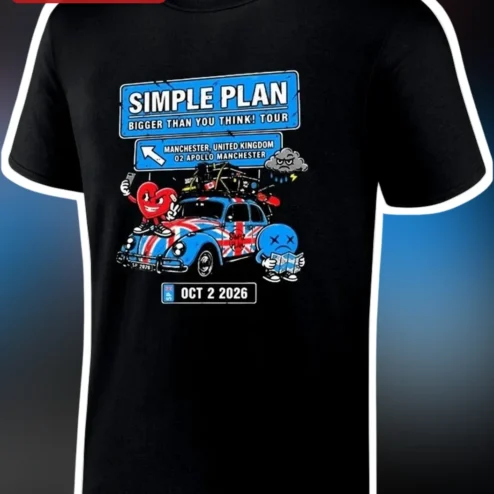 Simple Plan Bigger Than You Think Tour Tee Pop Punk Band Merch Gift
