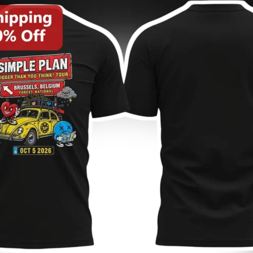 Simple Plan Bigger Than You Think Tour Tee Pop Punk Band Merch Graphic Shirt