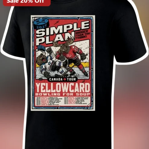 Simple Plan Bowling for Soup Tee Pop Punk Band Merch Vintage Hockey Graphic Shirt
