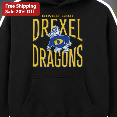 Since Drexel Dragons Hoodie Vintage Collegiate Mascot Pullover for Alumni and Students