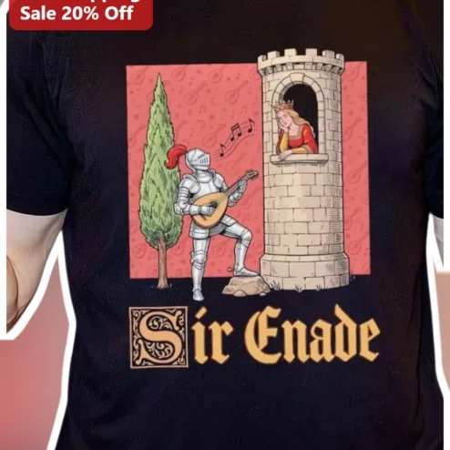Sir Enade Tee Medieval Knight Lute Graphic Shirt Gift for ENADE Students Graduates