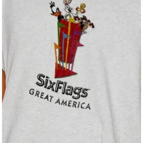 Six Flags Great America Tee Looney Tunes Bugs Bunny Daffy Duck Tweety Vintage Theme Park Souvenir Shirt