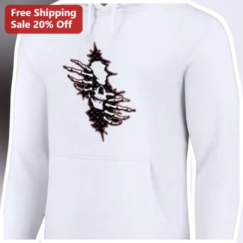 Skeletal Hands Reaching Out Skull Graphic Hoodie Gothic Horror Halloween Apparel