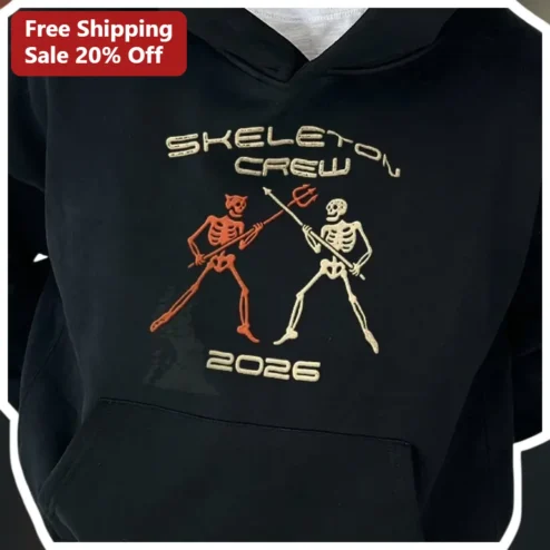 Skeleton Crew Hoodie Dancing Skeletons Halloween Spooky Season Sweatshirt Gift for Men Women