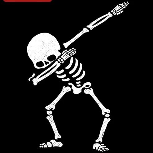 Skeleton Dabbing Graphic Tee Funny Halloween Meme Shirt for Teens Gamers