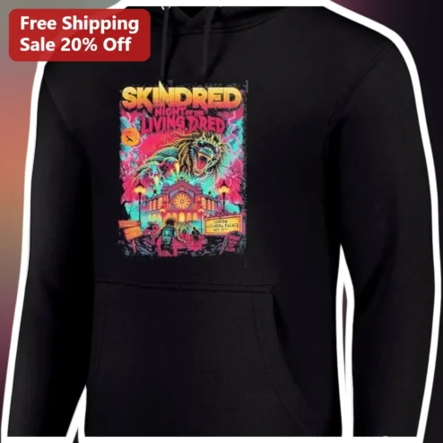 Skindred Night of the Living Dred Hoodie Reggae Metal Band Merch Horror Zombie Graphic Pullover