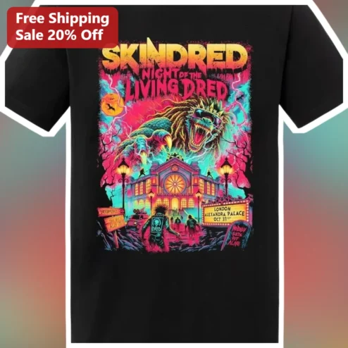Skindred Night Of The Living Dred Tee Horror Reggae Metal Band Shirt