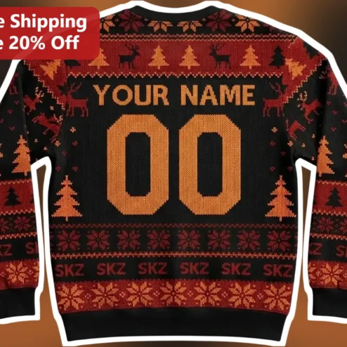SKZ Stray Kids Ugly Christmas Sweater Personalized Name Number Kpop Fan Gift