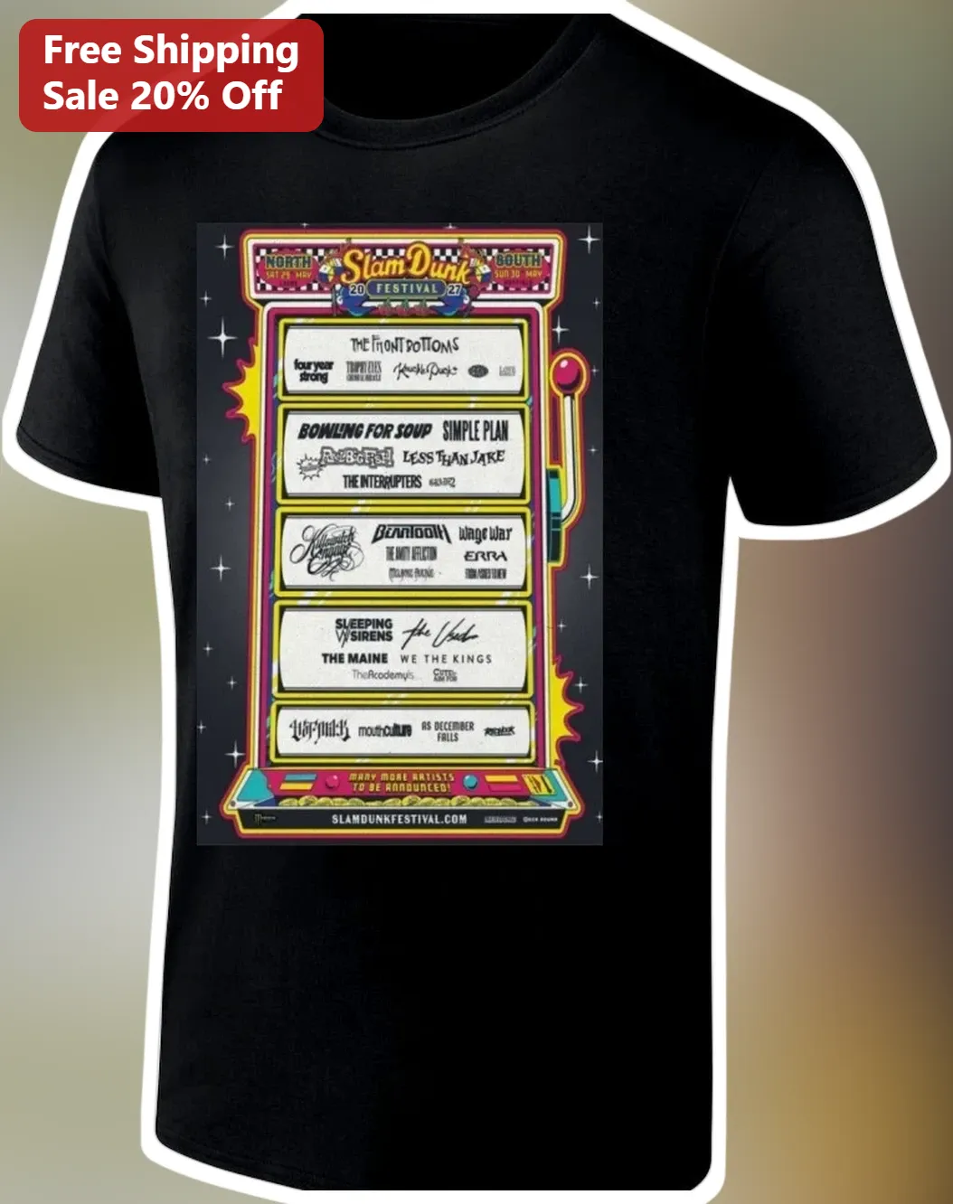 Slam Dunk Festival Pop Punk Band Tee Retro Arcade Cabinet Music Merch Gift
