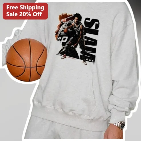 SLAM Sweatshirt Vintage Basketball Graphic Kawhi Leonard Spurs Style Pullover