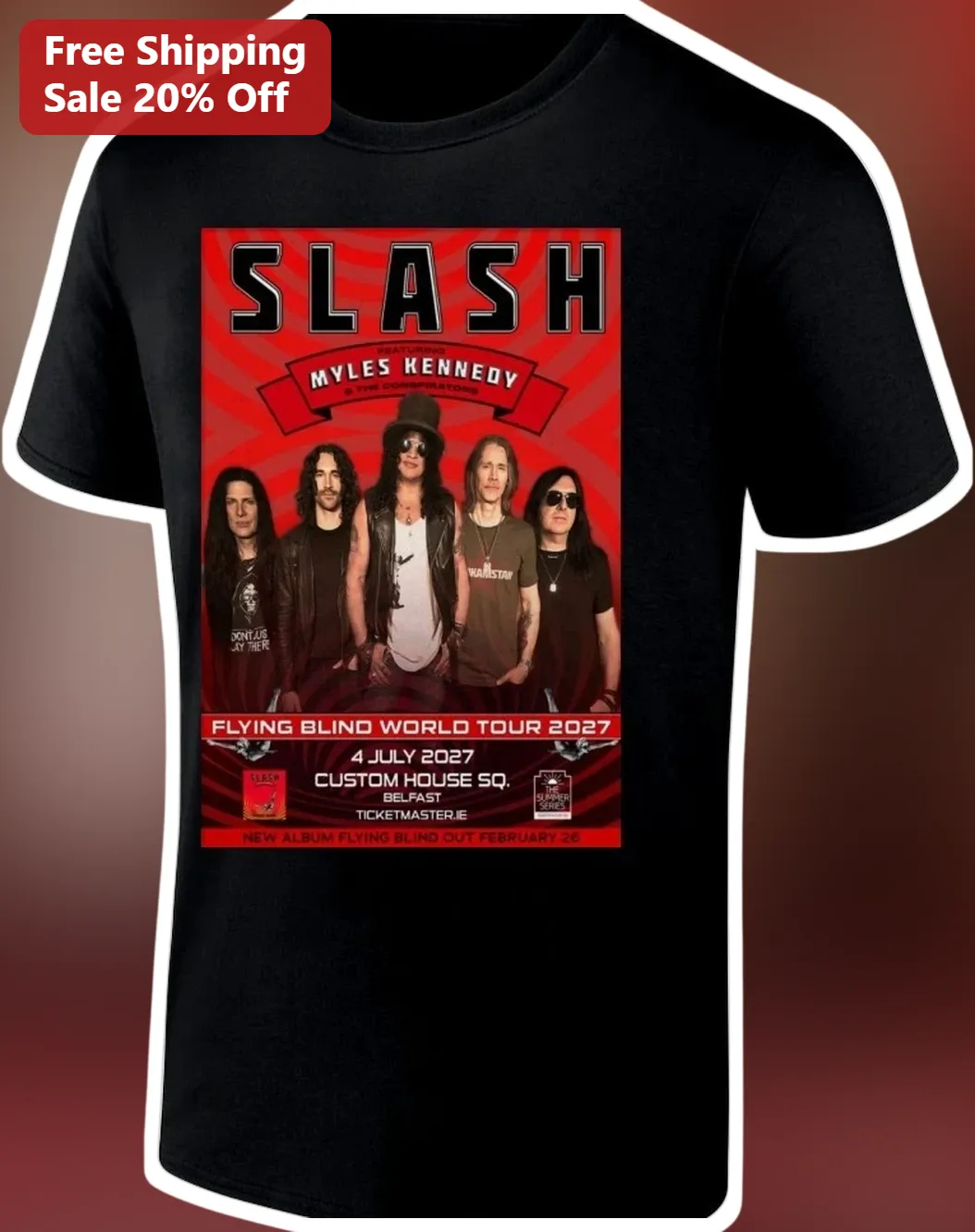 Slash Featuring Myles Kennedy The Conspirators Flying Blind World Tour 2027 Tee