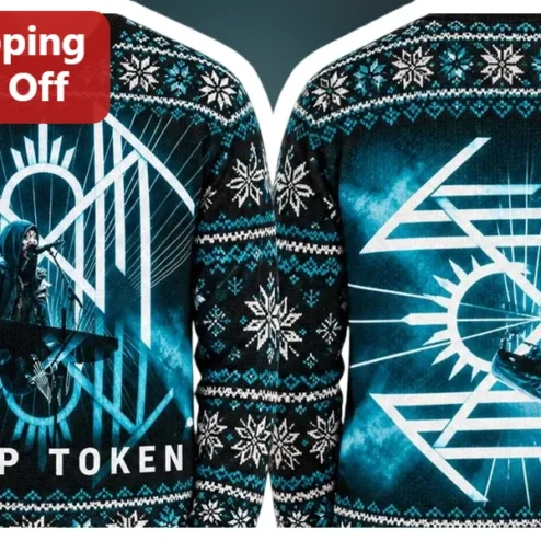 Sleep Token Ugly Christmas Sweater Black Crewneck Band Merch Holiday Gift