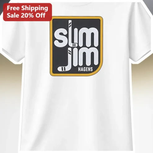Slim Jim Hockey Stick Lettering Graphic Tee Retro Snack Logo Ice Hockey Apparel Gift